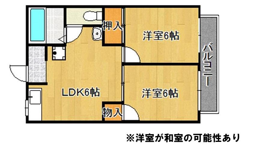 ノースウィンダム(2DK/2階)の間取り写真