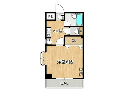 ブリリアンス(1K/1階)の間取り写真