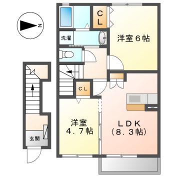 MO-V(2DK/2階)の間取り写真