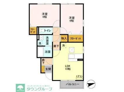 グランモアA(2LDK/1階)の間取り写真