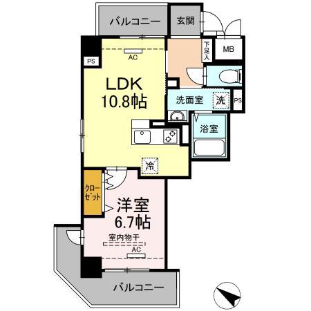 CILIEGIO桜坂(1LDK/7階)の間取り写真