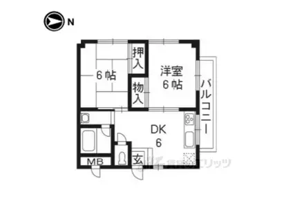 レジデンス高畑(2DK/3階)の間取り写真