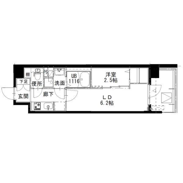 アルティザ姫路(1DK/9階)の間取り写真