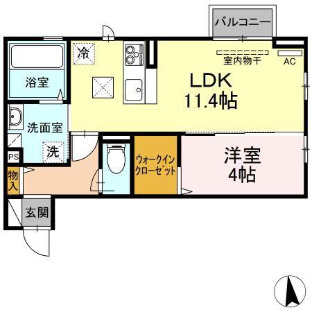 NAGOMI(1LDK/1階)の間取り写真