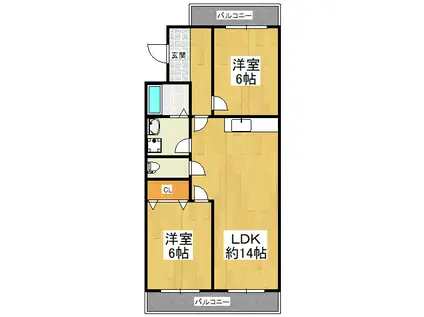 スコルピオ清和(2LDK/3階)の間取り写真