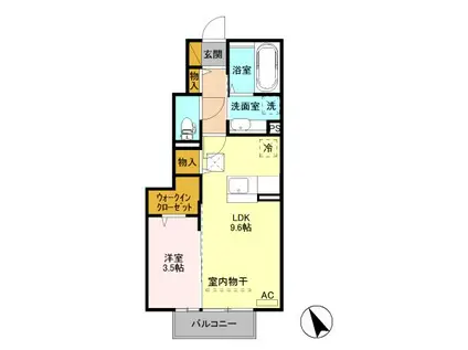 モダンヒルズ(1LDK/1階)の間取り写真