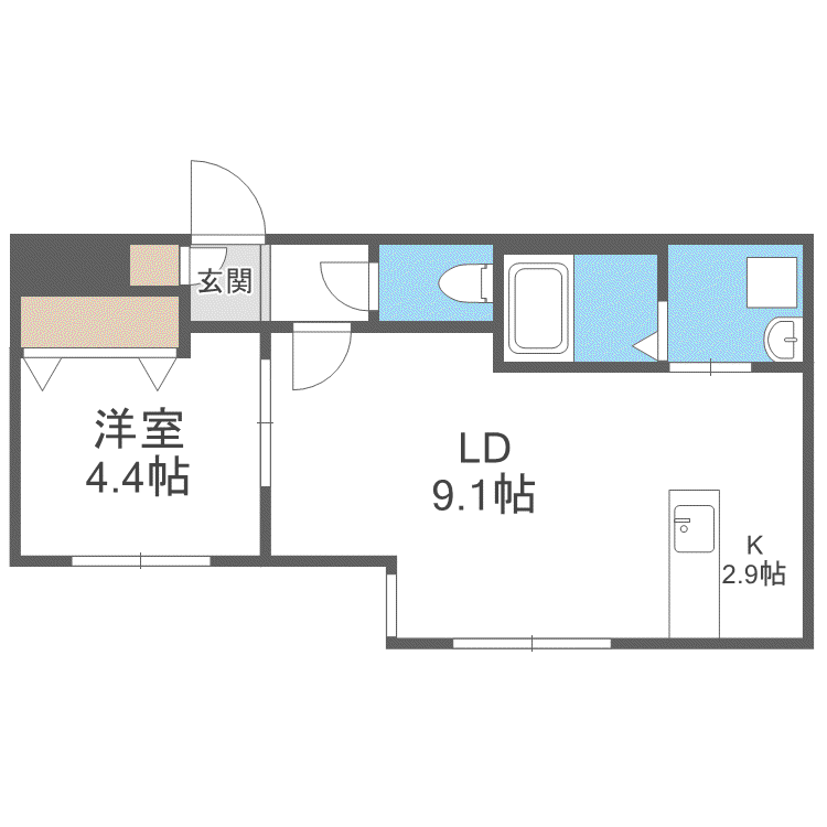LICHTRARE発寒南(1LDK/3階)の間取り写真