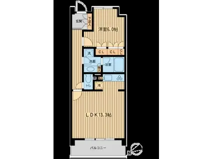 HF若林公園レジデンス(1LDK/4階)の間取り写真