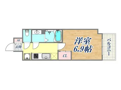 GENOVIA神戸湊川公園(1K/3階)の間取り写真