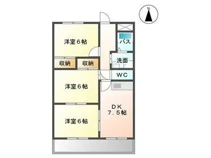 マンションレイゴ(3DK/1階)の間取り写真