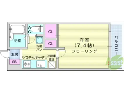 ラ・シャンブルクレールⅠ(1K/2階)の間取り写真