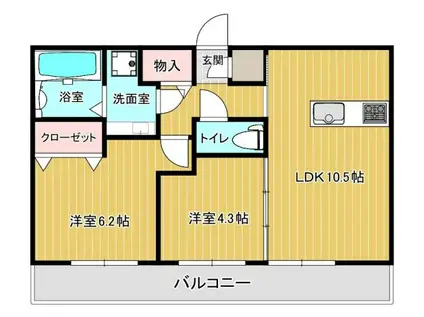 パークヴィラ杉水I(1LDK/1階)の間取り写真