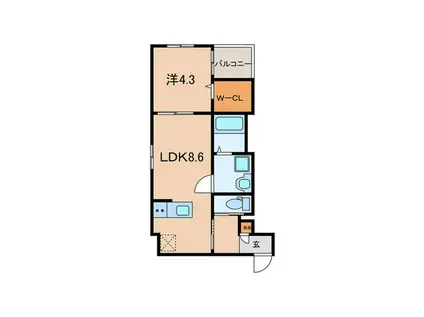 CRECIA一宮III(1LDK/2階)の間取り写真