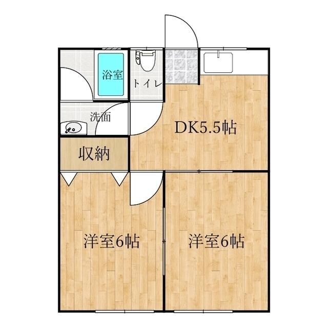 ティーズAOKI(2DK/1階)の間取り写真