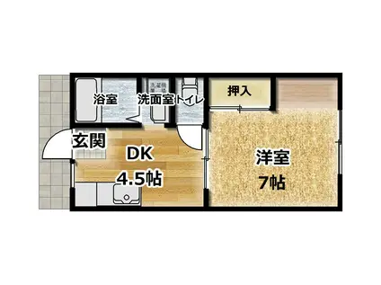 ルミウス阿方(1DK/1階)の間取り写真