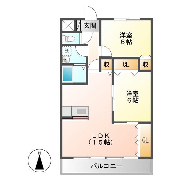 アーバングランデ(2LDK/1階)の間取り写真
