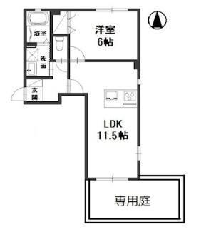 サンライズ渡辺A(1LDK/1階)の間取り写真