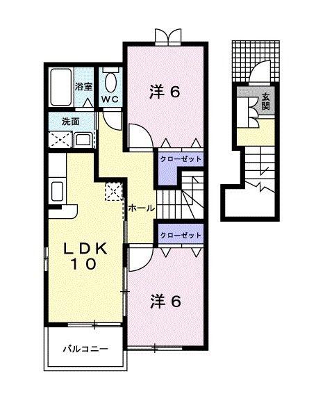 レジデンストーリン(2LDK/2階)の間取り写真