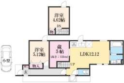 BELLELEAD御所東(2LDK/1階)の間取り写真