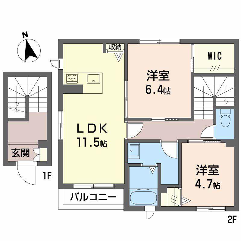 SUNNY COURT(2LDK/2階)の間取り写真
