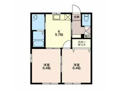 グレイス天王(2K/1階)の間取り写真