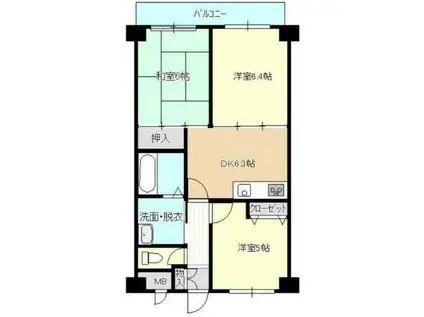 ボンノール新大津(3DK/2階)の間取り写真