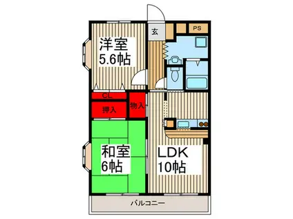 エンブレム壱番館(2LDK/2階)の間取り写真