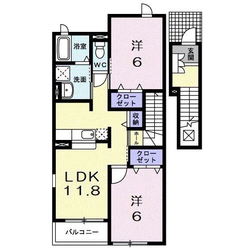 ソレイユ イズミI(2LDK/2階)の間取り写真