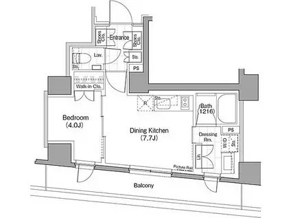 ザ・パークハビオ新宿(1DK/4階)の間取り写真