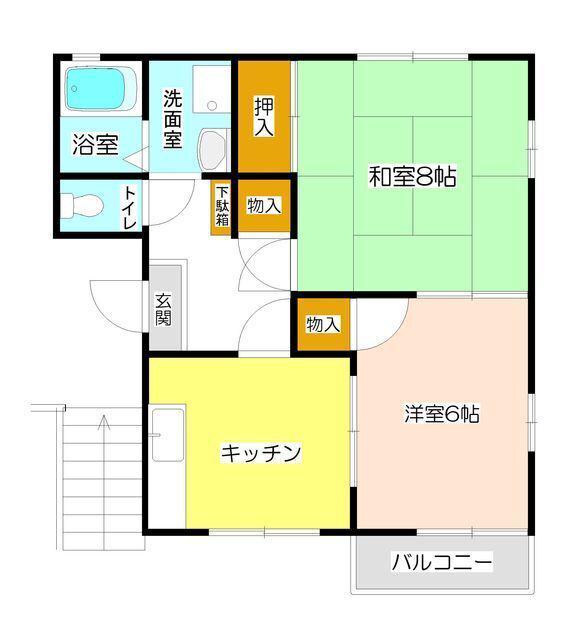 コーポ金子G棟(2K/2階)の間取り写真
