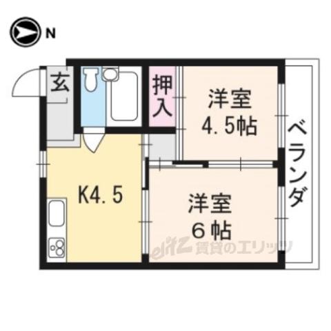 マンション花川(2K/3階)の間取り写真
