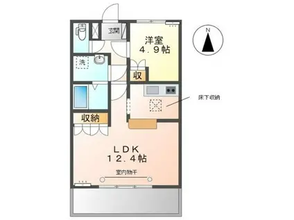 陽のあたる家テッラ・ソーレ(1LDK/1階)の間取り写真