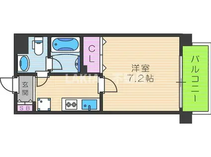 リアーレ北田辺(1K/3階)の間取り写真