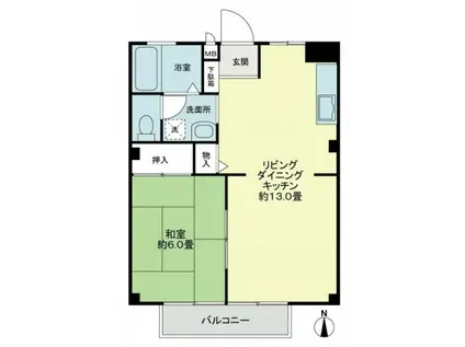 フォブール円座II(1LDK/2階)の間取り写真