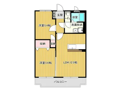 グランファーレ(2LDK/1階)の間取り写真