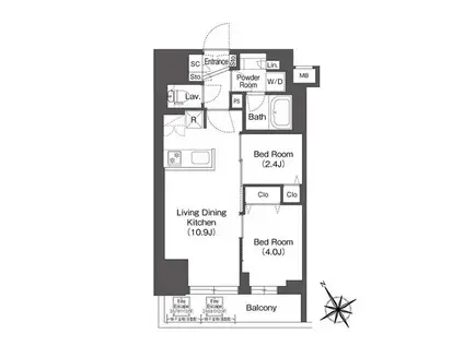 ブルロック後楽園(2LDK/6階)の間取り写真