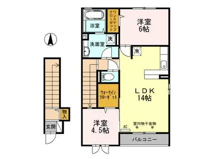 サンフラワーY(2LDK/2階)の間取り写真