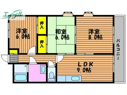 プレジデントパレス(3LDK/2階)の間取り写真