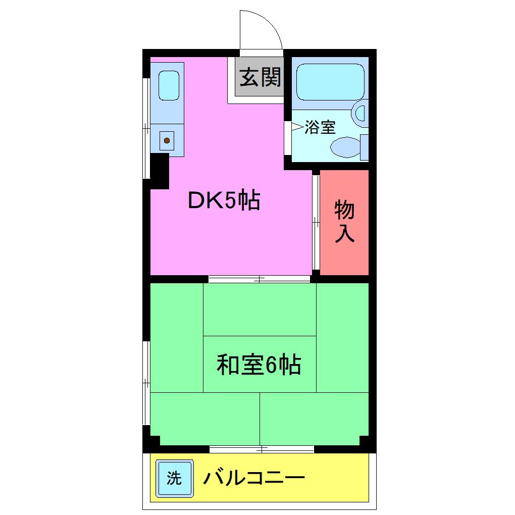 NKビル(1DK/3階)の間取り写真