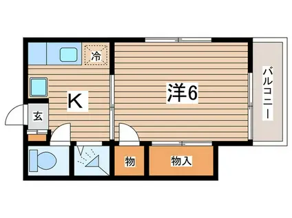 スカイハイム(1K/2階)の間取り写真