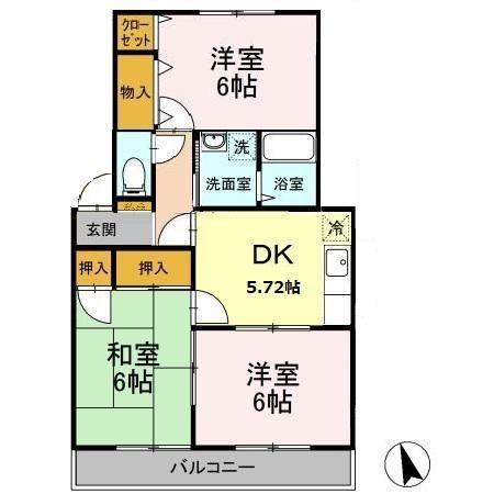 サイプレス北習志野(3DK/1階)の間取り写真