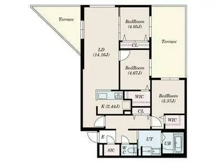 SーRESIDENCE琴似4条(3LDK/1階)の間取り写真