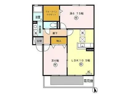 セレッソ大塚 A(2LDK/1階)の間取り写真