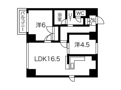 ル・リバージュ豊平(2LDK/8階)の間取り写真
