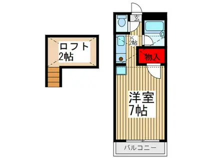 フローラハイム(1K/2階)の間取り写真