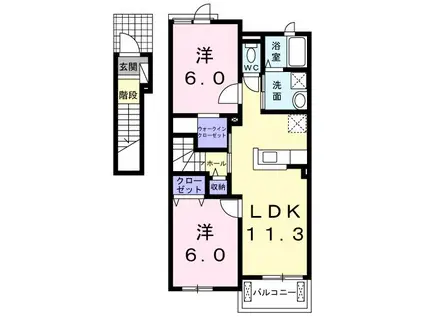 エスペランサ(2LDK/2階)の間取り写真