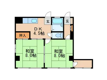 第1小島ビル(2DK/4階)の間取り写真