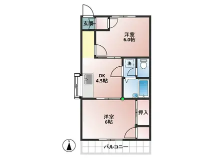 スバルハイツ(2DK/2階)の間取り写真