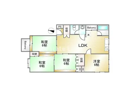 シャンティ森川(4LDK/3階)の間取り写真