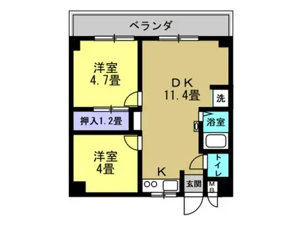 リアライズ玉出(2DK/5階)の間取り写真
